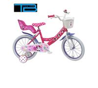 albri Bambina da 16 Pollici, Bicicletta Disney Minnie, Rosa
