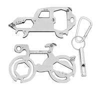 Bicicletta, 2 pezzi, strumento multifunzione per auto, con moschettone per bagnino, chiave multifunzione, piccolo cacciavite multifunzione, apribottiglie, strumento multifunzione 10 in 1.