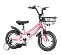Bicicletta a dondolo con cestino per bambini da 2 a 12 anni, bici da 12 a 18 pollici con ruote da allenamento, bici a pedali per ragazzi e ragazze, diversi colori twister auto (Roze,14")
