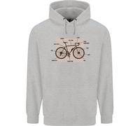 Bicicletta Anatomia Divertente Ciclismo Bambini Felpa con Cappuccio