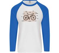 Bicicletta Anatomia Divertente Ciclismo Uomo L/S Baseball T-Shirt