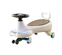 bicicletta Auto Wiggle for bambini con musica, ruote lampeggianti silenziose, giocattoli da cavalcare con spazio sotto il sedile, for interni ed esterni bici triciclo(Bruin)