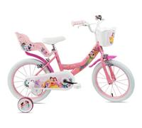 Bicicletta Bambini 16" Principesse Disney Rosa Rotelle Cestino Sedile