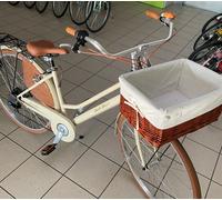 Bicicletta CITY BIKE Donna Retrò BEIGE VELOPOLI 28″ 6 Velocità / CESTO INCLUSO