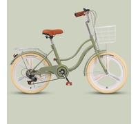 Bicicletta classica da città per donne e ragazze, bici ibrida a 6 velocità con telaio a doppio fascio, freni sensibili, cestino anteriore e portapacchi posteriore per viaggiare facilmente