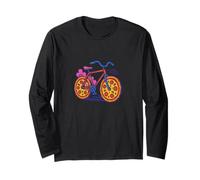 Bicicletta con Pizze Come Ruote Divertente Cibo Amante Citazione Maglia a Manica
