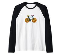 Bicicletta con Pizze Come Ruote Divertente Cibo Amante Citazione Maglia con Maniche Raglan