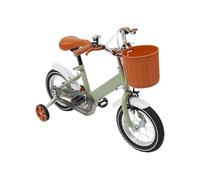 Bicicletta da 12 pollici, con ruote di supporto e cestello, regolabile in altezza, per bambini, con parafango e campanello, per bambini dai 2 ai 4 anni (verde)