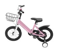 Bicicletta da 14 pollici per bambini a partire dai 3 ai 5 anni in su, con cestino e ruote di supporto, bicicletta per bambini, regolabile in altezza, per la formazione all'aperto (rosa)