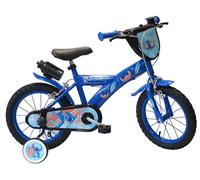 Bicicletta da 14", ragazzo Leo & Stitch, dotata di 2 freni, piastra anteriore decorativa, borraccia posteriore + 2 stabilizzatori