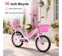 Bicicletta da 16 pollici con cestino anteriore e rotelle di supporto, bici da città, colore casuale 16 polliciAcciaio al carbonio