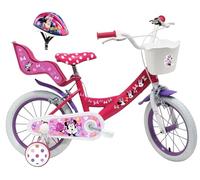 Bicicletta da bambino 14" da bambina Minnie/Disney dotata di 2 freni, porta bambola posteriore, cestino anteriore e casco incluso!