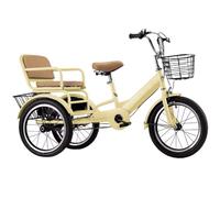 Bicicletta da carico a tre ruote Trike, Triciclo S Con Doppi Freni Sedile Posteriore Regolabile Multicolor Taglie Multiple(Khaki,18inch)