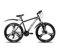 Bicicletta da città, Mountain bike in alluminio da 26 pollici, 21 velocità, forcella ammortizzata, freni a disco, parafanghi multicolore(Grey)