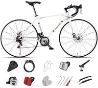 Bicicletta da Corsa 700C, Telaio in Acciaio con Cambio a 24/27/30 Marce, Bicicletta da Strada per Uomo Donna, Bici da Strada, Bici da Città White,M-24 speed