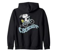 Bicicletta da Crociera sulla Spiaggia dei Peanuts Snoopy Woodstock degli Anni '90 a Fumetti Felpa con Cappuccio