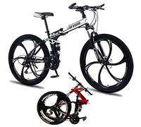 Bicicletta da Montagna Pieghevole Bicicletta da Città Pieghevole Portatile Leggera Bicicletta Pieghevole 21-30 velocità Bici Pieghevoli con Telaio in Acciaio Ad Alto, White/6, 21-Speed