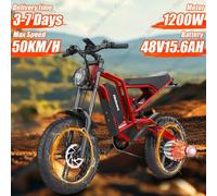 Bicicletta elettrica 1200W potente motore 48 v15.6ah batteria al litio moto adulto E-bike 20*4.0-In grasso pneumatico adulto bici elettrica Red Delived time 3-7Days