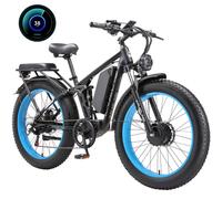 Bicicletta elettrica KAIJIELAISI V3 Pro, motore da 3200W, batteria da 52V 26Ah, velocità massima 55 km/h, autonomia 100 km, pneumatici da 26*4,0 pollici, colore azzurro. - Nouvo