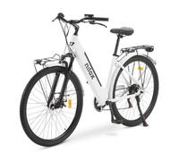 Nilox, Ebike J7, Bici Elettrica, Fino a 80 km di Autonomia, Fino a 25 Km/h, Motore da 36 V/250 W e Batteria Removibile 36V-13 Ah, Gomme 28" x1,75, Cambio a 6 Velocità, Colore Bianco