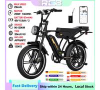 Bicicletta elettrica RCB da 20", bici elettrica con APP e NFC, bicicletta per adulti, batteria rimovibile 48 V 31,2 Ah, motore brushless, 7 marce, sedile posteriore, LCD Black