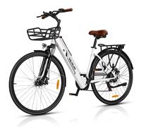 Bicicletta elettrica VARUN C7008 con cestino anteriore, 28 pollici, per uso urbano, con batteria da 36 V e 10 Ah - Nouvo