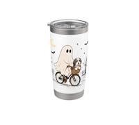 Bicicletta Fantasma Con Bearded Collie Nella Notte Di Bicchiere termico in acciaio inox doppia parete