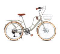 Bicicletta ibrida a 7 velocità per adulti, Comfort Cruiser con doppi freni a disco, portapacchi posteriore in acciaio spesso e sedile regolabile, ideale per la città e la spiaggia