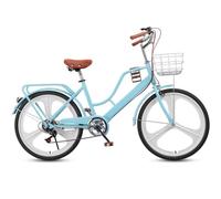 Bicicletta ibrida da donna, 7 velocità, leggera, con telaio a passo basso, pneumatici e freni sensibili, per passeggiate in città e in spiaggia