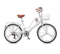 Bicicletta ibrida da donna, 7 velocità, leggera, con telaio a passo basso, pneumatici e freni sensibili, per passeggiate in città e in spiaggia