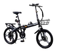 Bicicletta leggera e veloce, Bicicletta pieghevole in acciaio ad alto tenore di carbonio da 16/20/22 pollici a 7 velocità(F,20 inch)