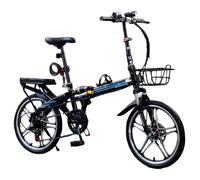 Bicicletta leggera e veloce, Bicicletta pieghevole in acciaio ad alto tenore di carbonio da 16/20/22 pollici a 7 velocità(C,16 inch)