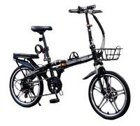 Bicicletta leggera e veloce, Bicicletta pieghevole in acciaio ad alto tenore di carbonio da 16/20/22 pollici a 7 velocità(B,20 inch)