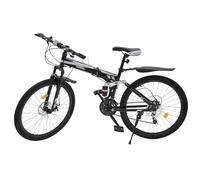 Bicicletta leggera e veloce, Mountain bike pieghevole for adulti, 26 pollici, 21 velocità, doppio freno a disco, nera e argento