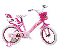 Bicicletta per Bambina 16" 2 Freni Masha e Orso Rosa