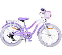 bicicletta per bambine 6-8 anni, da 20 pollici, con cestino e portapacchi, cambio Shimano a 7 marce, lovely fuxia