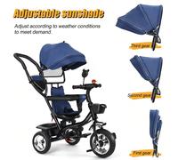 Bicicletta per bambini 3 in 1, triciclo, per bambini dai 12 mesi ai 5 anni, con campanello, specchietto retrovisore, con tettuccio apribile rimovibile e barra di spinta, triciclo, jogger, con tettucci