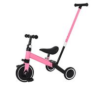 bicicletta per bambini con frizione,Triciclo 3 in 1 con manico scorrevole per bambini da 1 a 3 anni, ruota pieghevole, ruote più grandi, pedali rimovibili, 3 in 1 (rosa)