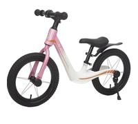 Bicicletta per bambini dai 3 ai 6 anni, ruote da 14 pollici, peso leggero in magnesio, senza pedali, con base di supporto, parafango e sedile in altezza, facile da montare, rosa