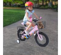 Bicicletta per bambini rosa da 14" con cestino anteriore e seggiolino posteriore Questa bicicletta per bambini è la compagna ideale per i giovani ciclisti dai 3 ai 6 anni. Offre un'esperienza ciclisti