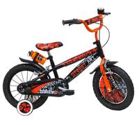 Bicicletta per Bambino 14" 2 Freni Street Art Nero/Arancione