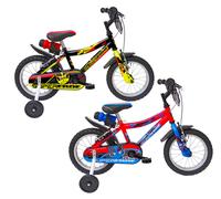 Bicicletta per Bambino 14” 2 Freni Super Hero Nero e Giallo o Rosso e Blu