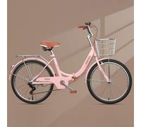 Bicicletta Pieghevole Con Telaio In Acciaio Ad Alto Tenore Di Carbonio Da 20/22/24/26 Pollici, Bicicletta Pieghevole Da Donna A Velocità Singola Con Doppi Freni A Disco B,22 inch