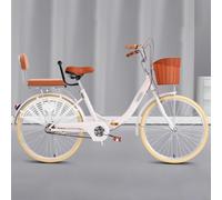 Bicicletta Pieghevole Da 24" E 26" Con Telaio In Acciaio Ad Alto Tenore Di Carbonio, Bicicletta Pieghevole Con Portapacchi Posteriore E Cestino Anteriore Per Adulti F,24 inch