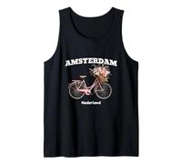 Bicicletta rosa pastello Amsterdam con bouquet floreale Canotta