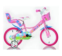Bicicletta Rotelle 14" per Bambine Peppa Pig Rosa Cestino Seggiolino