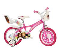 Bicicletta Rotelle Barbie 14" per Bambini Rosa con Cestino Din_616G-02BA