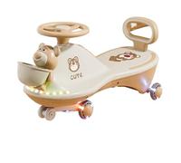 bicicletta Ruote luminose Wiggle Car antiribaltamento, basta ruotarle e via. Il miglior giocattolo da cavalcare for bambini e bambine. bici triciclo(Bruin,Flashing wheel)