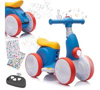 Bicicletta Senza Pedali Elettrica con Macchina per Bolle per Bambini e Bambine di 1-4 Anni, 4 in 1 Giocattoli per Bambini con Musica, Luci LED, Regalo per Compleanno, Natale, Rosso-blu