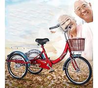 Bicicletta Tre Ruote Esterni, Città, Il Tempo Libero, velocità Singola, Adulti, con Telaio in Acciaio al Carbonio e Cestino portaoggetti, Ciclismo Donna e Uomo